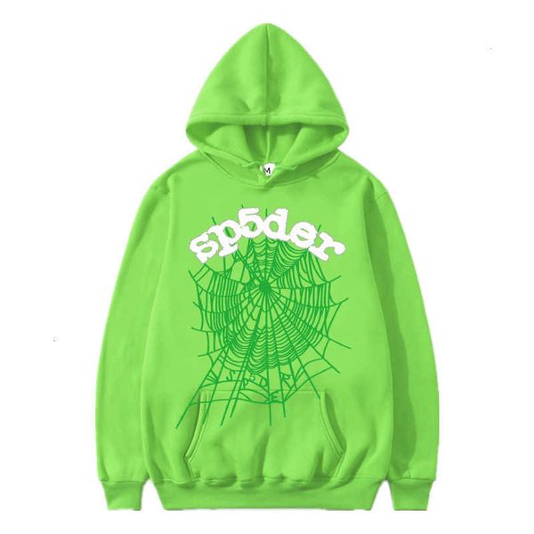 Mens Hoodies Moda Sp5der 555555 Moletons Designer Novo Verde Jovem Bandido Hoodie Homens Mulheres Alta Qualidade Anjo Aranha Web Impressão Gráfica Y2K Suéteres