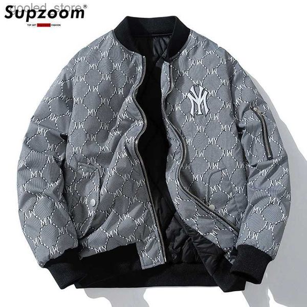 Giacche da uomo Supzoom Nuovo arrivo Cappotto invernale Baseball Fodera in cotone Manica a costine Allentato Marchio di abbigliamento Ricamo Giacca bomber casual Uomo Q231109