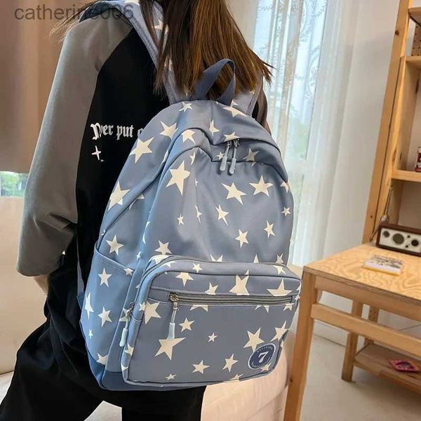 Рюкзаки 2023 Нейлоновый рюкзак со звездным принтом Модные школьные сумки для мальчиков и девочек для девочек-подростков Сумка через плечо большой емкости BookbagL231108