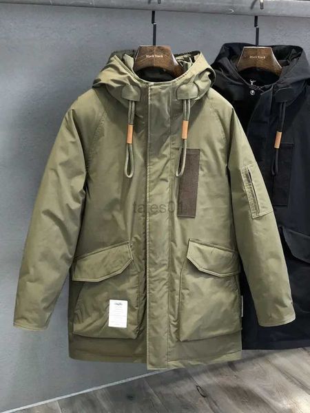 Giacche da uomo Piumino cargo verde militare Piumino medio lungo invernale Cappotto termico ispessito Outdoor Caldo Parka da sci Campo Trekking Tempesta Suitzln231108