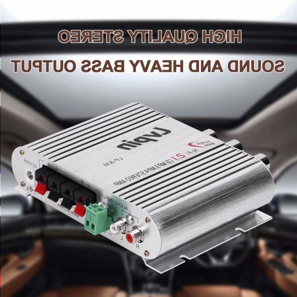 Freeshipping Mini HiFi Sliver 12V 20W CD MP3 Rádio Carro Auto Motor Barco Home Áudio Estéreo Baixo Alto-falante Amplificador Booster Verstarker Veh Lcas