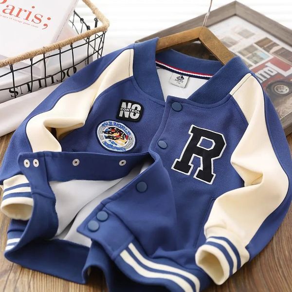 Mantel Jungen Kinder Baseball Jacke Frühling Herbst Bomber Jacke für Kinder Teen Koreanische Sport Mäntel Studenten Langarm Tops 8 10 12 14Y 231108