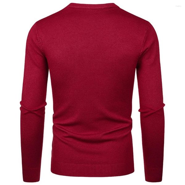 Suéteres masculinos moda homens camisola jumper cor sólida malha top com o pescoço e manga longa adequado para trabalho casual