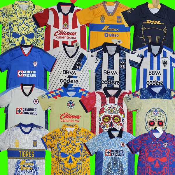 4XL 23 24 Club América Futebol Jerseys 2023 2024 Day of the Dead Atlas FC NAUL Tigres Chivas Guadalajara Xolos Tijuana Cruz Azul UNAM LEON Liga MX Camisa de futebol Uniformes