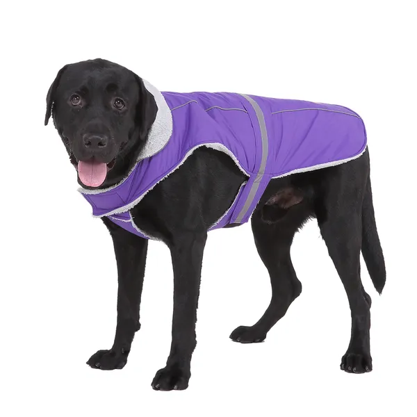 Colete refletor de jaquetas quentes para cães, jaqueta reflexiva para cães, traje macio jaqueta vestuário para cães pequenos, médios e grandes, roxo