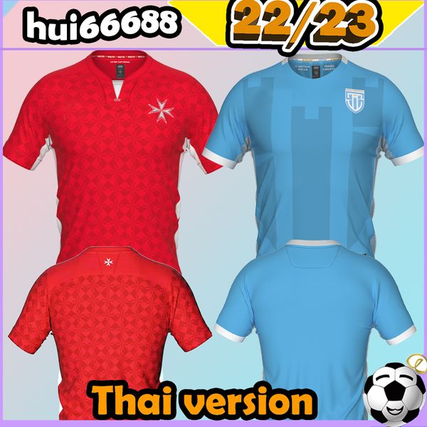 2023 Europa Malta San marino Andorra maglie da calcio casa Rosso e blu 22 23 MALTA Jordi Alaez Iker alvarez hui66688 maglia da calcio versione tailandese da uomo