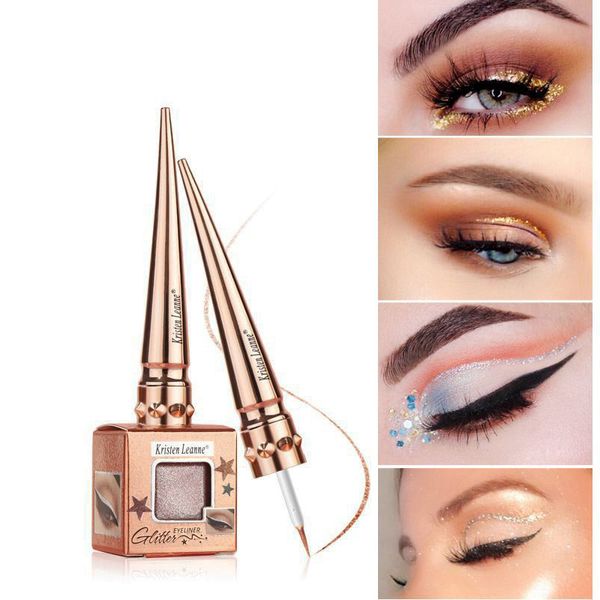 Eyeliner liquido lucido da sogno con glitter marrone oro argento fodera bianca diamanti spezzati trucco per occhi perlati colorati