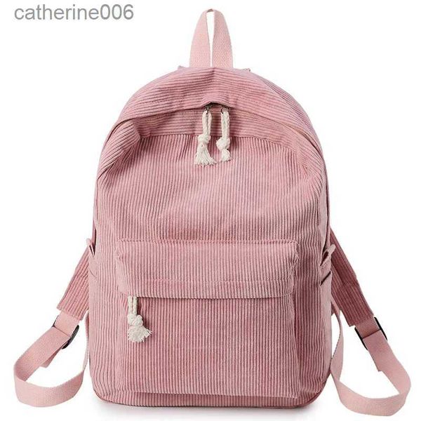 Mochilas femininas mochila de veludo design mochilas escolares para meninas adolescentes saco de escola listrado sacos de viagem saco soulder mochilal231108