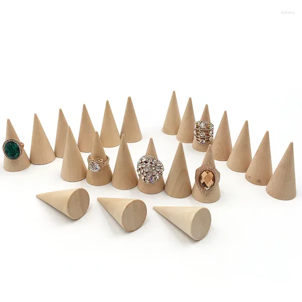 Sacchetti per gioielli Espositore a forma di cono in legno Porta anelli Portaoggetti Forniture per stoccaggio Stand Organizzatore Strumenti artigianali