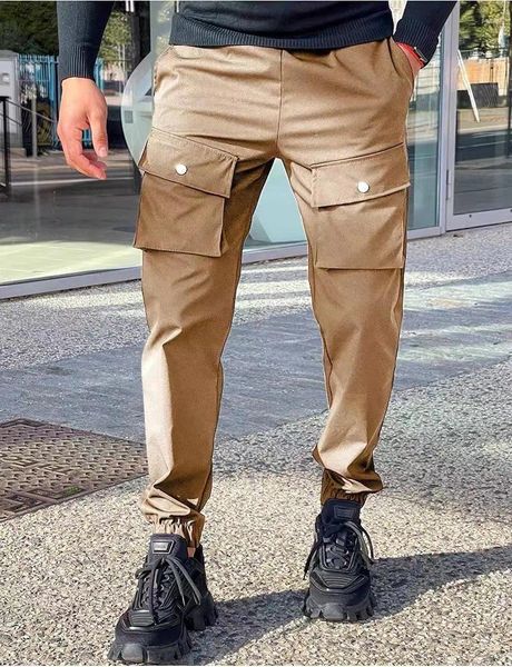 Pantaloni da uomo S-3XL Khaki Sport Casual Street Trendy Multi Pocket Cargo Design Pantaloni alla moda e versatili per uomo