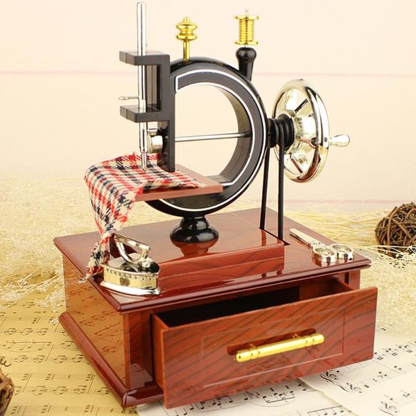 Figuras decorativas Objetos Simulação Caswing Machine Music Box Nostálgica Kids Retro Toy Jewelry Resin Craft Gift for ChildDecorative