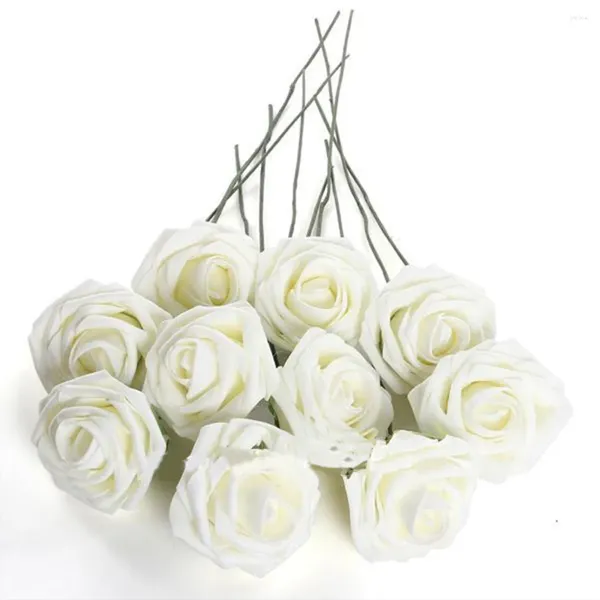 Pacote de flores decorativas com 50 espumas pe, rosa, flor artificial, simulação artesanal, decorações de casamento falsas, jardim de escritório