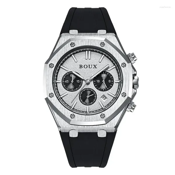 Relógios de pulso Boux Luxo Moda Mecânica Dial Relógio Masculino Original Quartzo Impermeável e Luminoso Silicone Banda Calendário