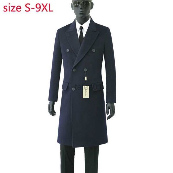 Мужские куртки Новое поступление, высокое качество, осеннее шерстяное пальто, двубортное пальто, мужская модная тенденция, повседневная, толстая, супер большого размера, S-8XL9XLzln231108