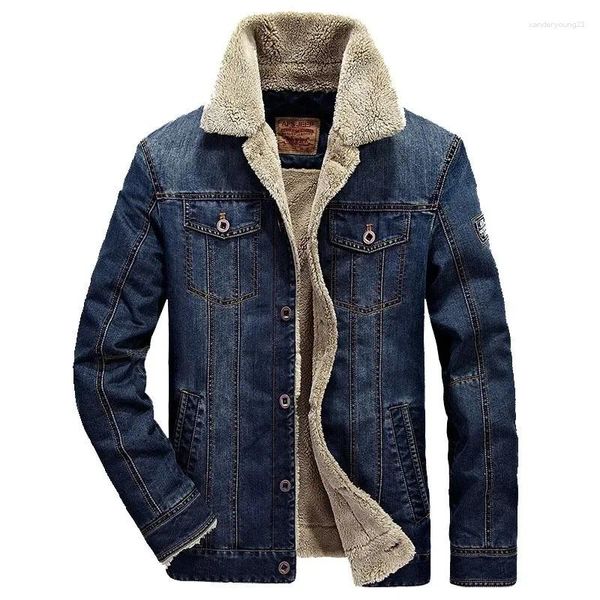 Jaquetas masculinas inverno homens oversized velo denim 6xl 7xl streetwear engrossar casaco casual roupas outerwear 66009a