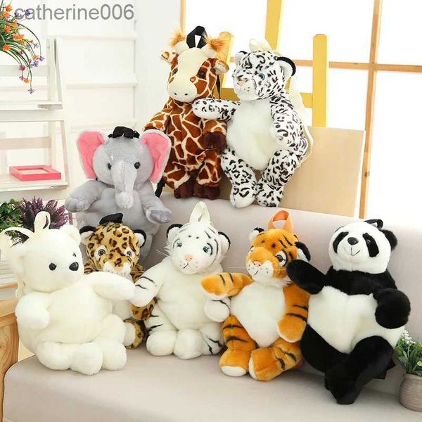 Rucksäcke Lebensechte Wildtiere Plüsch Rucksack Echtes Leben Gefüllter Eisbär Panther Giraffe Panda Tiger Rucksack Kindertasche Geschenk für KindL231108