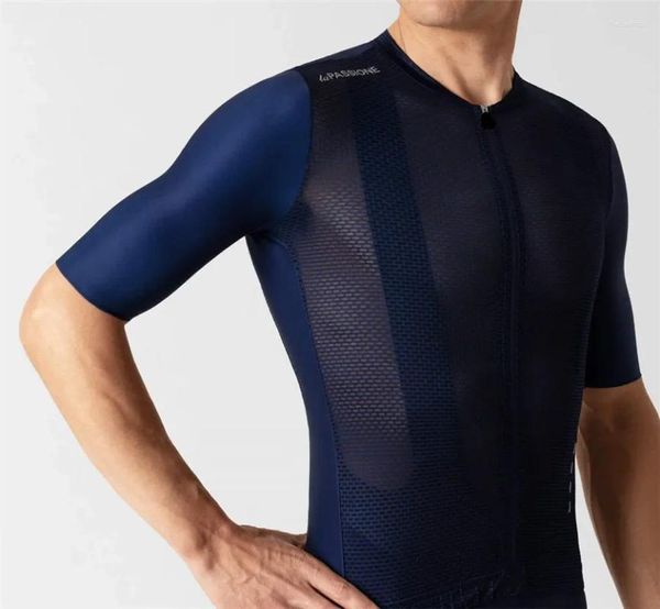 Jaquetas de corrida Pro Aero Fit Ciclismo Jersey Homens Leve Corrida Apertada Manga Curta Camisa de Bicicleta Respirável Malha de Ar Antes e Depois