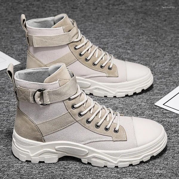 Stivali 2023 Army Combat Men Nero Beige Lavoro per uomo Suola in gomma Cowboy Uomo Scarpe casual