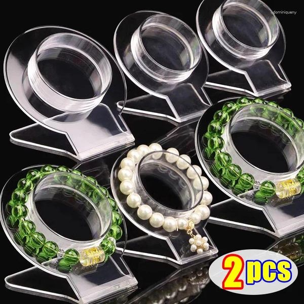 Bolsas de jóias simples circular estável duro transparente acrílico pulseira display rack embalagem jade suporte cristal ágata organizador adereços