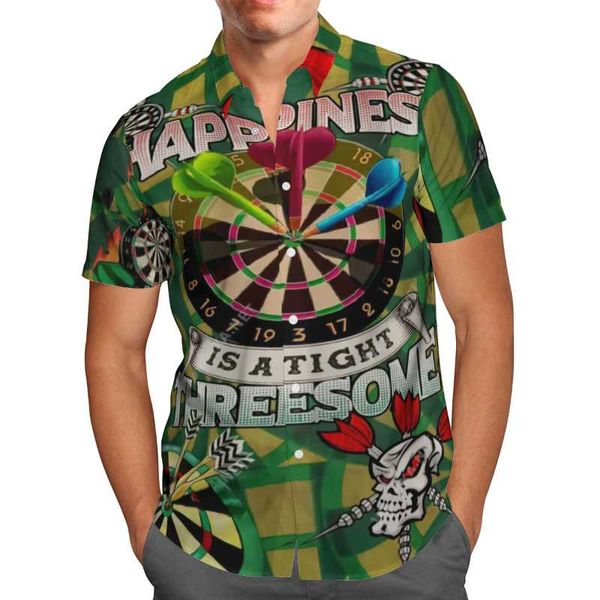 Herren Freizeithemden Darts 3D-Druck Strand Hawaiian 2023 Sommerhemd Kurzarm Sport Streetwear Oversized 5XL Camisa Social Chemise Hom