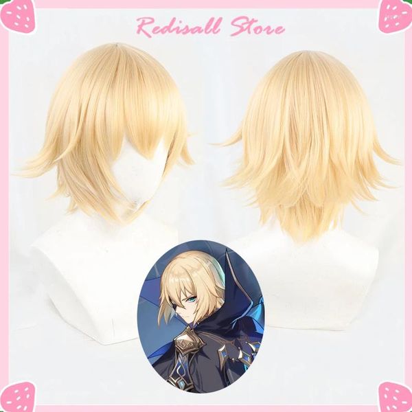 Party Supplies Dainsleif Perücke Genshin Impact Cosplay Golden Blond Kurzes gerades hitzebeständiges Haar Frauen Halloween