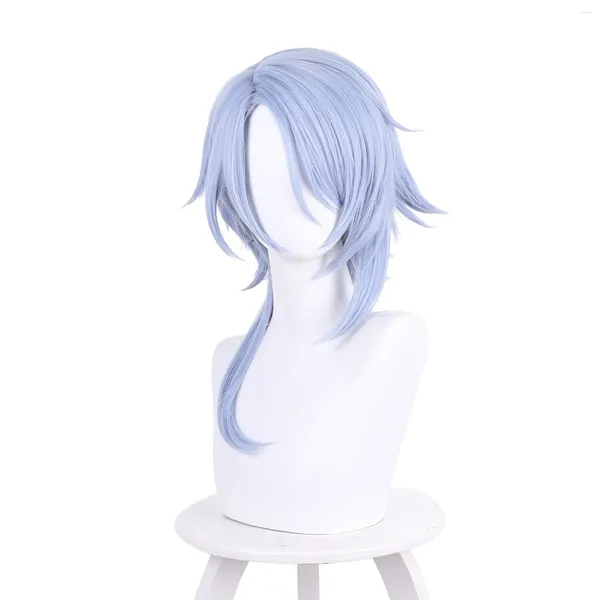 Fontes de festa kamisato ayato anime cosplay azul longo resistente ao calor cabelo sintético para adulto peruca de halloween