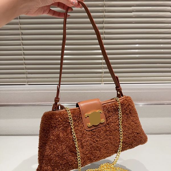Новая сумка под мышками из овечьей шерсти, роскошные дизайнерские женские сумки через плечо, винтажные кожаные сумки на плечо с цепочкой, классическая сумка CSD2311082
