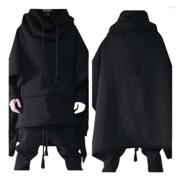 Herren Trenchcoats Mittlere und lange Fledermausärmel Cape Hoodie Jacke Herren Herbst Wolle Mode Persönlichkeit Schal Top