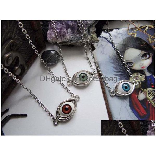 Colares Pingente Vintage Bronze Turco L Evil Devil Eyes Colar Pingente Punk BFF Declaração Steampunk Gargantilha para Mulheres Bruxa Gótica DHCJX