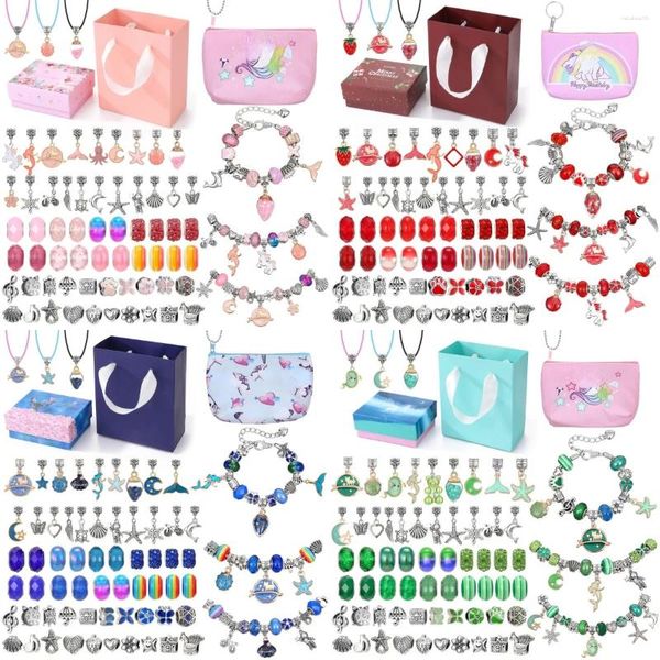 Strand jóias fazendo kit charme pulseira colar presente liga contas conjunto diy brinquedos para crianças pulseiras presentes de aniversário meninas