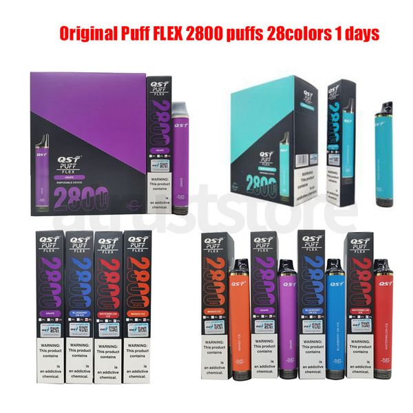 Sigarette da magazzino locale bang vape Originale QST Puff flex 2800 Batteria originale da 850 mAh 8 ml 0% 2% 5% vaporizza soffio usa e getta Autorizzato 28 buoni gusti in stock