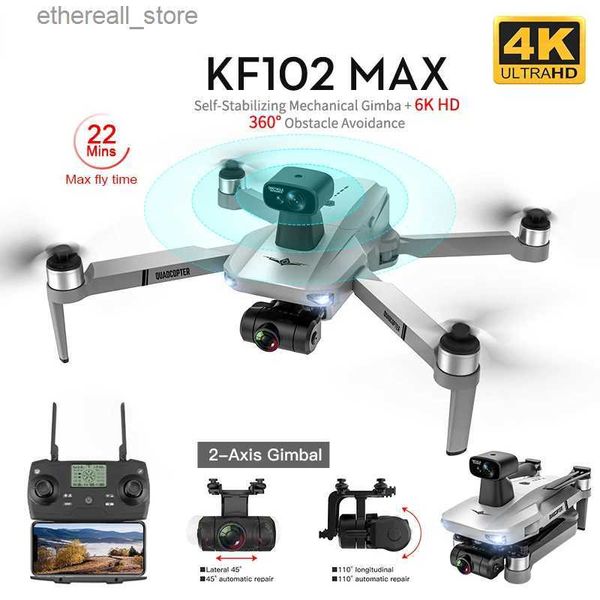 Дроны KF102 MAX Дрон Профессиональный 4K с HD-камерой 5G WiFi GPS 2-осевой стабилизатор с антивибрационным подвесом Квадрокоптер Бесщеточный мини-дрон KF102 4k Дрон Q231108