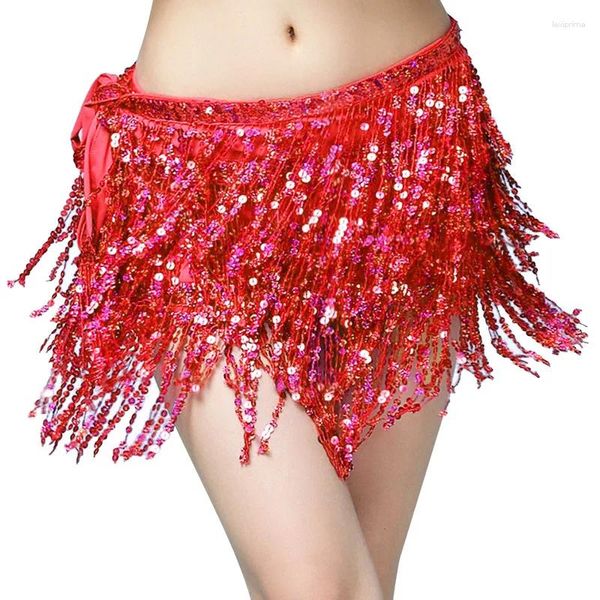 Abbigliamento da palco Paillettes Gonne con nappe Cinture a catena per le donne Accessori per la danza del ventre Gonna regolabile per spettacoli Abbigliamento da ballo