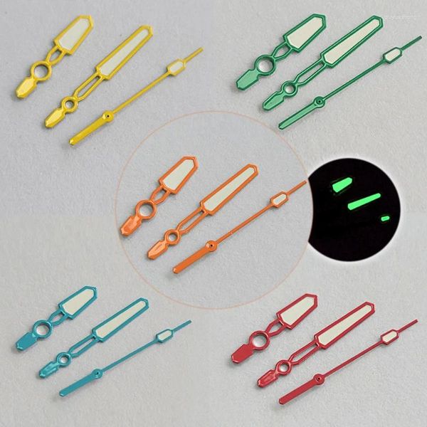 Kits de reparo de relógio acessórios modificados com mãos luminosas verdes coloridas de doces adequados para movimentos japoneses nh35/nh36/4r