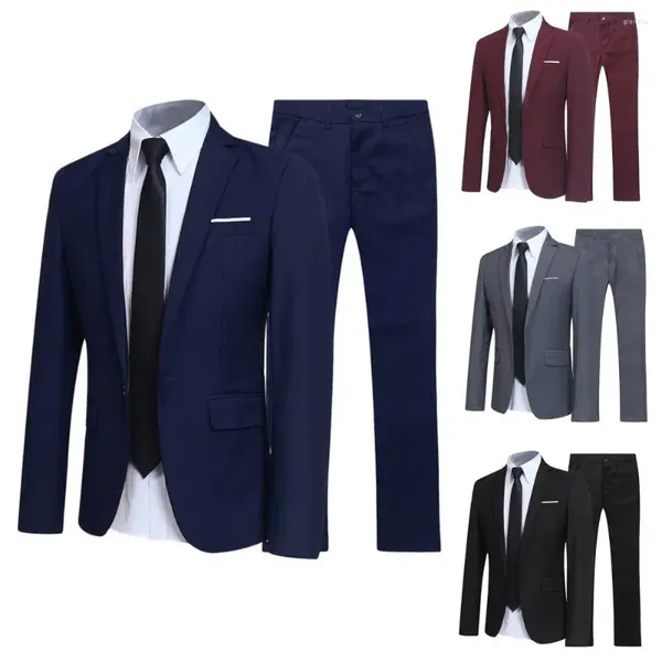 Herrenanzüge Bräutigam Anzug Set Männer Slim Formal Reverstaschen Trendige Knöpfe Blazer für Business