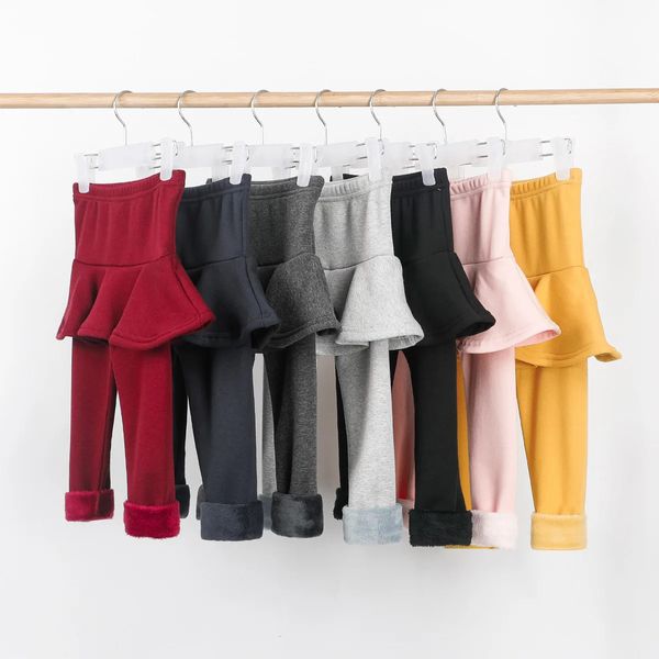 Leggings Collant Leggings per bambini per bambina Pantaloni per bambina caldo inverno Falsi due gonne-pantaloni Pantaloni per bambini Velluto di cotone Legging spesso 2-10 Y 231108