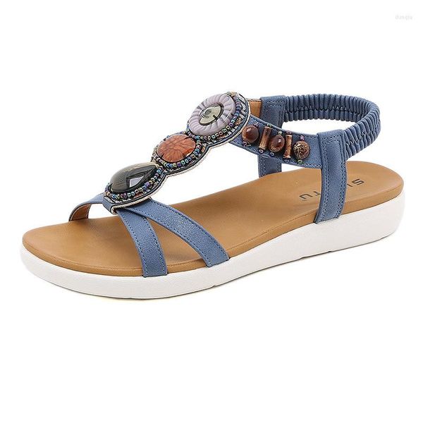 Sandals Factory Ladies Round Custom Großhandel Zeh Open Perlen Dekorative Keilabsatz 4 763