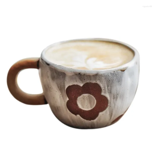 Tassen Moderne minimalistische Keramiktasse Handbemalte süße kleine Blume japanische Haushaltskaffeetasse Paartasse.