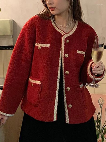 Damenjacken Herbst Winter Frauen Vintage Wollmischung Mantel Weibliche Elegante Mode Einreiher Jacke Koreanischen Stil Chic Oberbekleidung