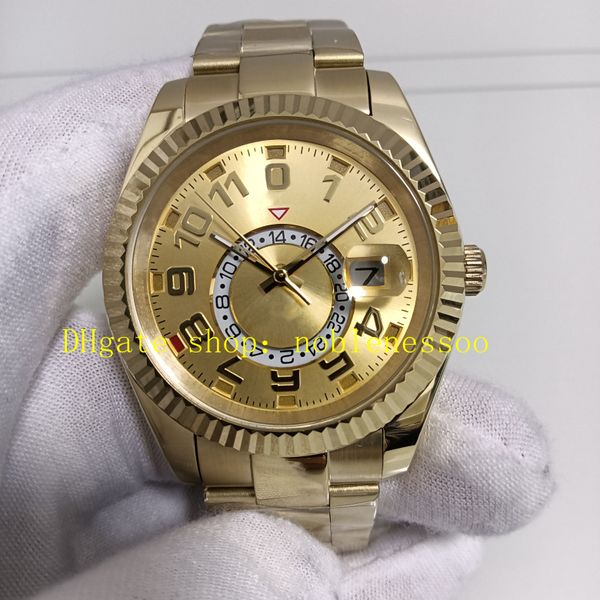 20 stile vero orologio reale da uomo 42mm Data di champagne Gold giallo 326938 Bracciale uomini neri meccanici 326934 sport 326933 orologi sportivi da polso