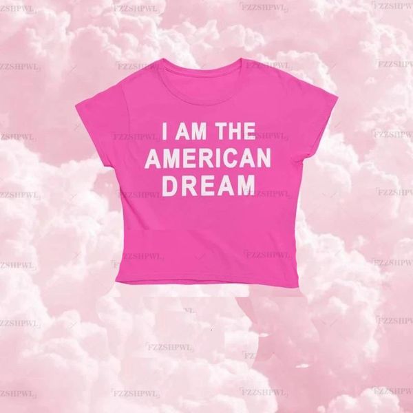 Womens TShirt Cute 2000s Aesthetic Letter Print Pink Baby T-Shirt Y2K Streetwear O Neck Kurzarm Crop Top Slim Fit Kleidung T-Shirt Emo 230408