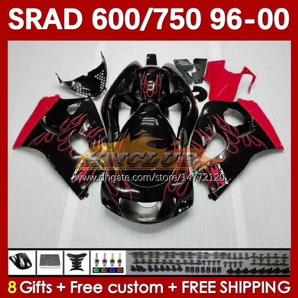 Corpo rosso fiamme Kit per SUZUKI SRAD GSXR 750 600 CC GSXR600 GSXR750 1996-2000 168No. ing