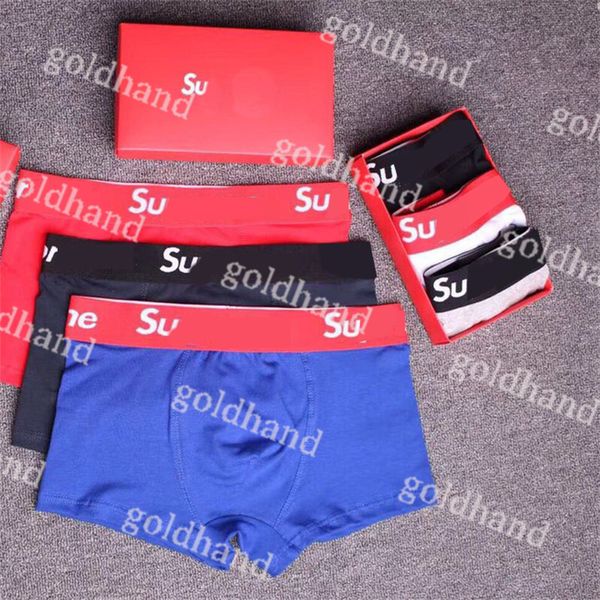 Neuer reiner Baumwollmann-Unterhosen-Entwerfer-weicher Breathable gedruckter Boxer schließt männliche reizvolle Unterwäsche 3pcs/lot kurz