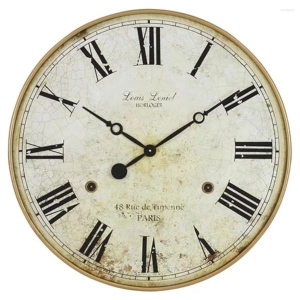 Настенные часы Часы имеют высококачественный дизайн и мастерство изготовления со старомодным римским цифровым циферблатом в металлическом корпусе.