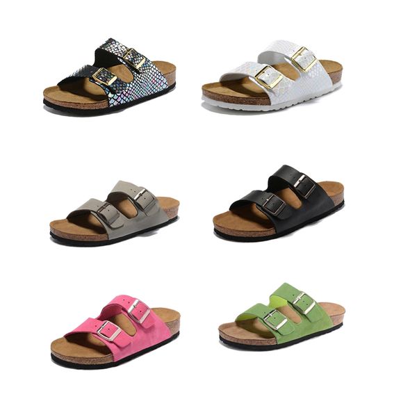 Männer Frauen Flache Sandalen Pantoletten Kork Pantoffel Boston Clogs Sommerschuhe Mode Doppelschnalle Woody Sole Outdoor Hausschuhe