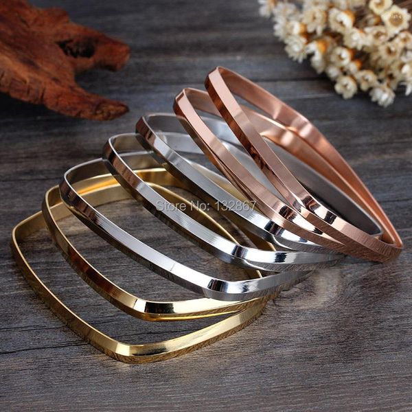 Bangle Perfect 7pcs/Set Bracciale quadrato da donna in acciaio inossidabile a 3 colori 70mm 55mm 6mm