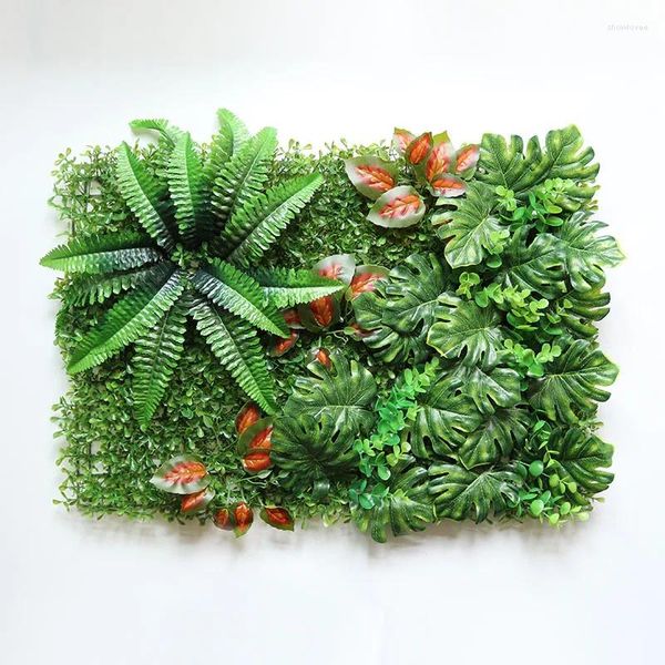 Dekorative Blumen, 3D-Grün, künstliche Pflanzen, Wandpaneel, Kunststoff, für den Außenbereich, Rasen, Teppich, Dekoration, Hochzeitshintergrund, Garten, Gras, Blume, 40 x 60 cm