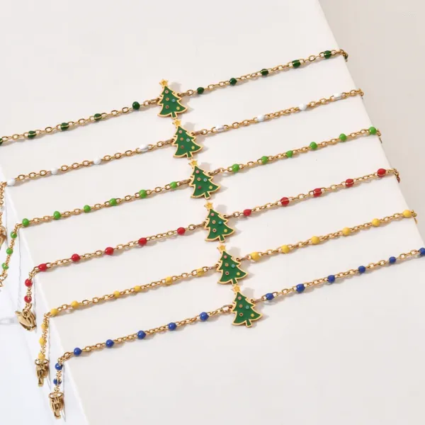 Charme Pulseiras Zmzy Trendy Natal Chain Link Snowflake Tree Pulseira para Filha Bell Meias Santa Presentes