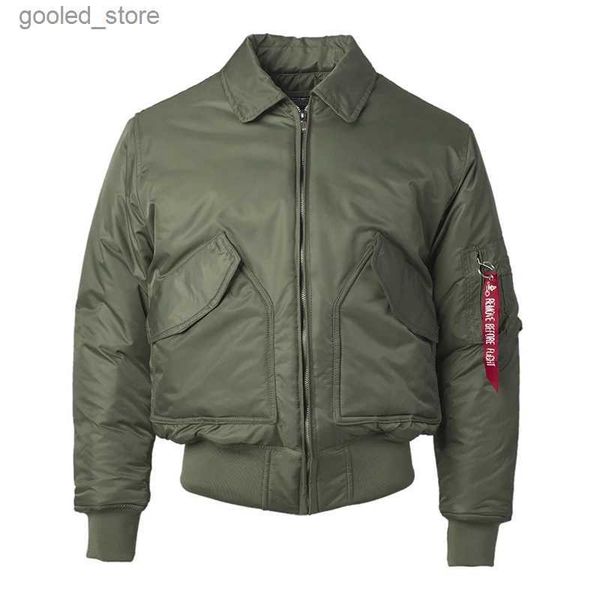 Jaquetas masculinas 2023 inverno CWU-45P Plus Size EUA Força Aérea Piloto Bomber Jaqueta Homens Hip Hop Acolchoado Letterman Impermeável Nylon Puffer Casaco Q231109