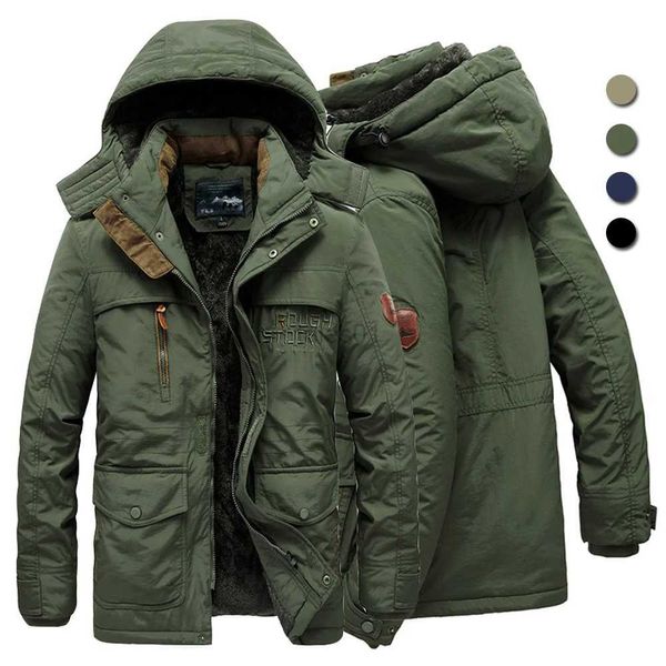 Vestes pour hommes Veste d'hiver pour hommes doublure en polaire Parka extérieure manteau coupe-vent à capuche militaire épais vêtements d'extérieur chauds grande taille 6XL multi-pocheszln231108